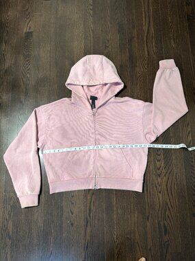 H&M Pink Oversized Boxy Cropped Zip-up Hoodie